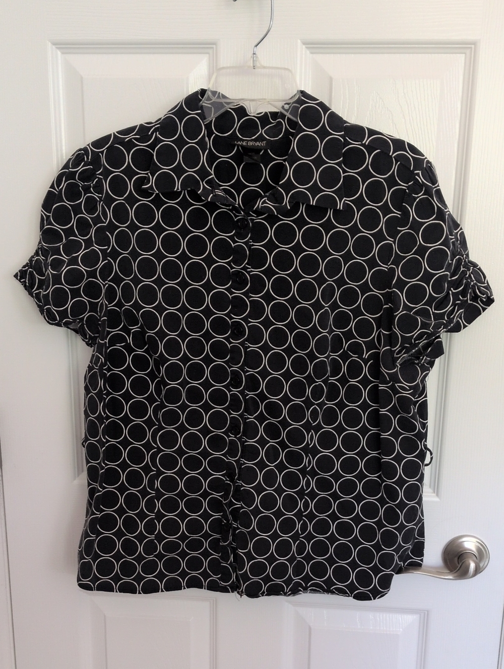 Lane Bryant Black & White Short Sleeve Button Down - 18/20